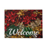 Christmas Bows Colorful Festive Holiday Doormat