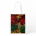 Christmas Bows Colorful Festive Holiday Grocery Bag