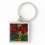 Christmas Bows Colorful Festive Holiday Keychain