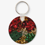 Christmas Bows Colorful Festive Holiday Keychain