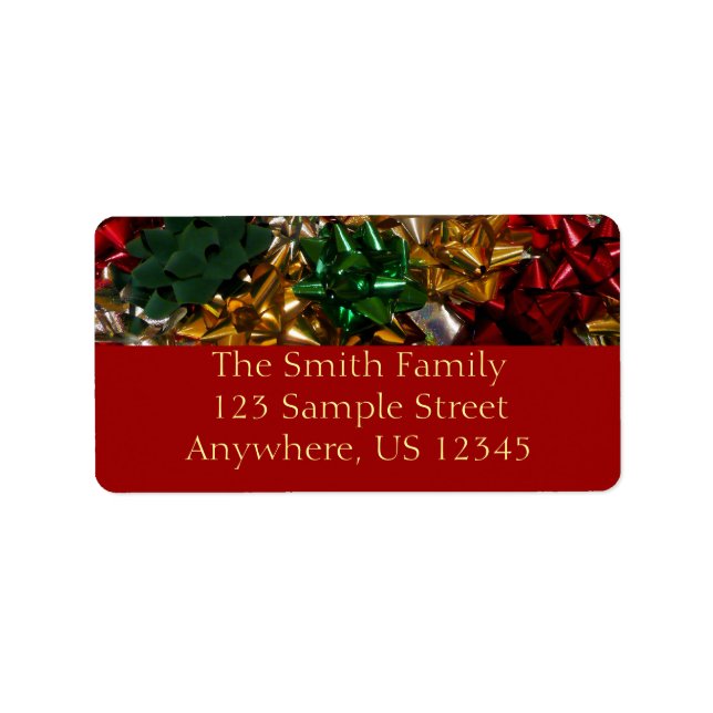 Christmas Bows Colorful Festive Holiday Label (Front)