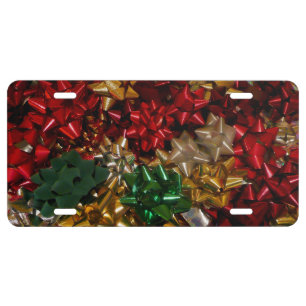 Christmas Bows Colorful Festive Holiday License Plate