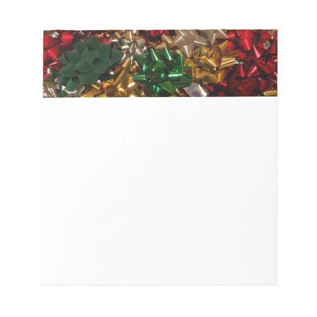 Christmas Bows Colorful Festive Holiday Notepad (Front)