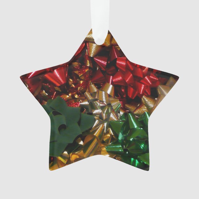 Christmas Bows Colorful Festive Holiday Ornament (Front)