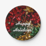 Christmas Bows Colorful Festive Holiday Paper Plates