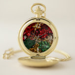 Christmas Bows Colorful Festive Holiday Pocket Watch