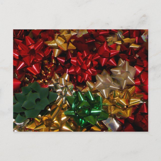 Christmas Bows Colorful Festive Holiday Postcard (Front)