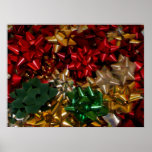 Christmas Bows Colorful Festive Holiday Poster
