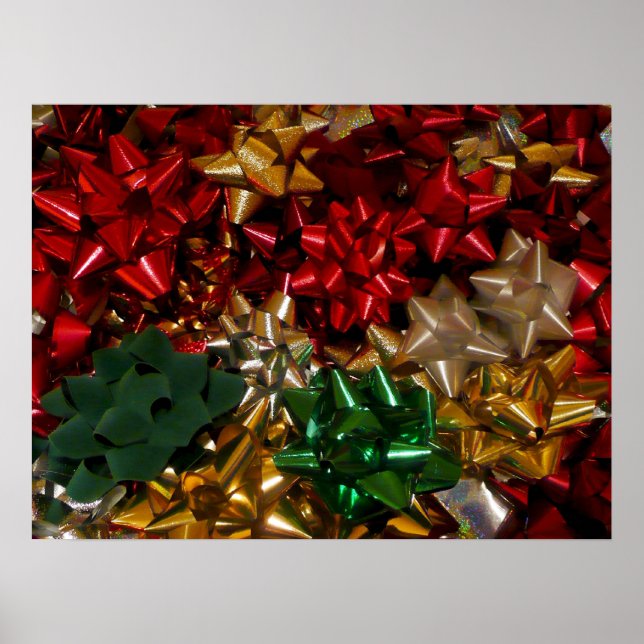 Christmas Bows Colorful Festive Holiday Poster (Front)