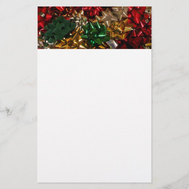 Christmas Bows Colorful Festive Holiday Stationery (Front)