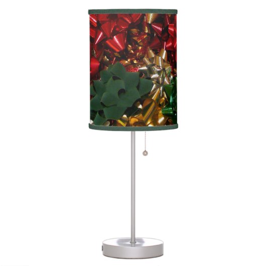 Christmas Bows Colorful Festive Holiday Table Lamp (Left)