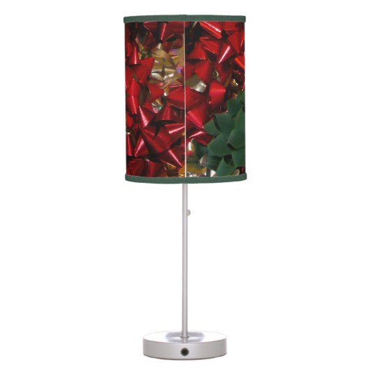 Christmas Bows Colorful Festive Holiday Table Lamp (Back)