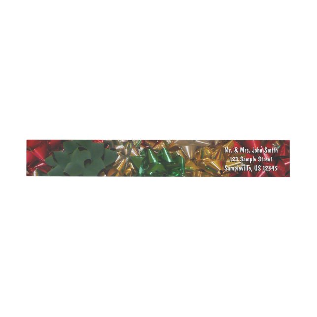 Christmas Bows Colorful Festive Holiday Wrap Around Label (Individual)