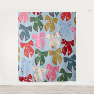 Christmas Bows Coquette Blue Tapestry