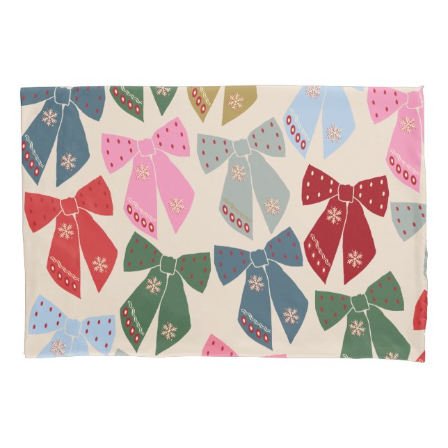 Christmas Bows Coquette Pillow Case (Front)