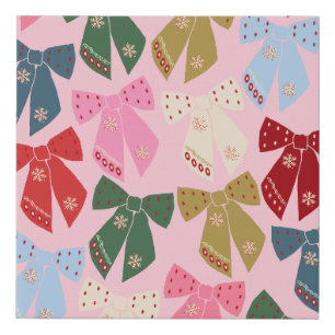 Christmas Bows Coquette Pink Faux Canvas Print