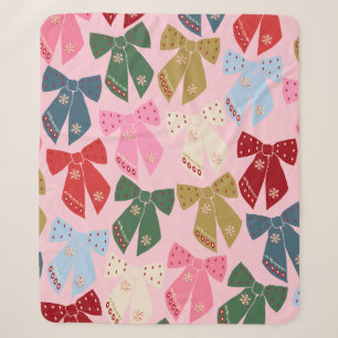 Christmas Bows Coquette Pink Sherpa Blanket