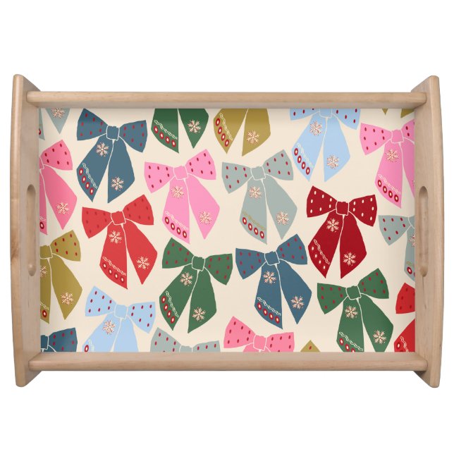 Christmas Bows Coquette Serving Tray (Front)
