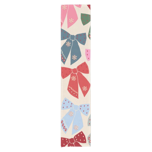 Christmas Bows Coquette Short Table Runner (Front)