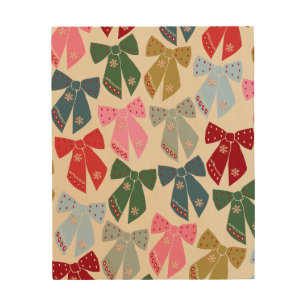Christmas Bows Coquette Wood Wall Art