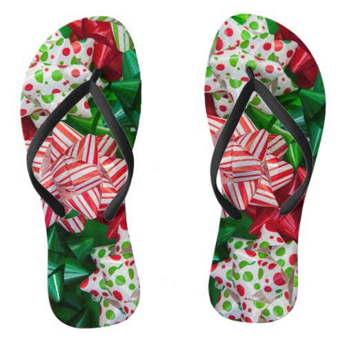 Christmas bows flip flops