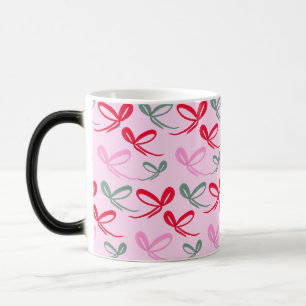 Christmas bows green pink whimiscal hand drawn color morph mug