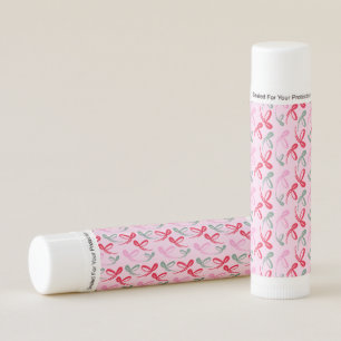 Christmas bows green pink whimiscal hand drawn lip balm
