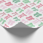 Christmas Bows Striped Coquette Wrapping Paper