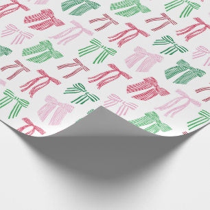 Christmas Bows Striped Coquette Wrapping Paper
