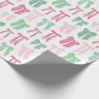 Christmas Bows Striped Coquette Wrapping Paper