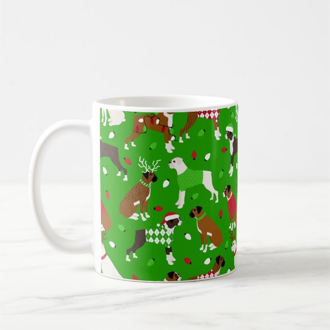 Christmas Boxer Dog Coffee Mug (Left)