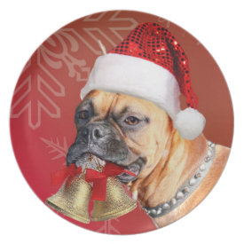 Christmas Boxer dog decorative plate