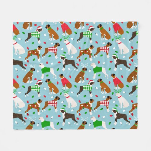 Christmas Boxer Dog Fleece Blanket