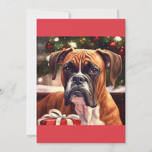 Christmas Boxer Dog Gift T-Shirt Holiday Card (Front)