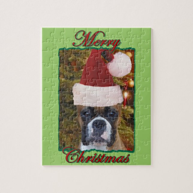 Christmas boxer dog jigsaw puzzle (Vertical)