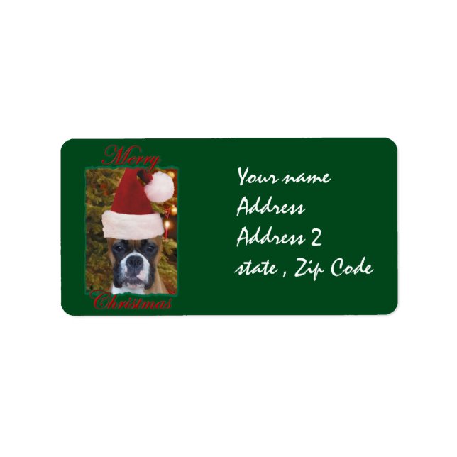 Christmas Boxer dog Label (Front)