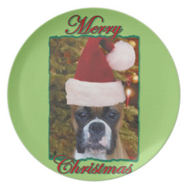 Christmas boxer dog melamine plate