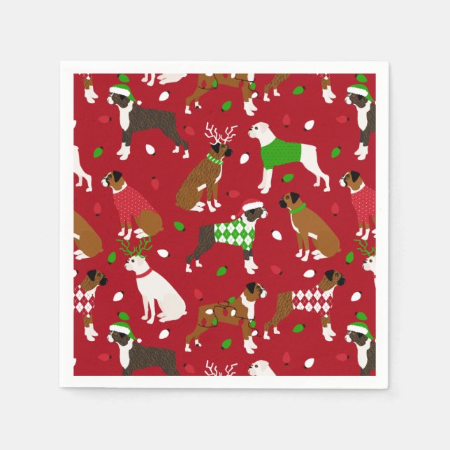Christmas Boxer Dog Napkins (Front)