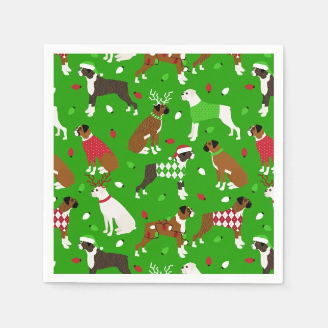 Christmas Boxer Dog Napkins (Front)