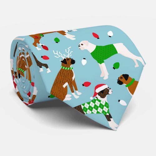 Christmas Boxer Dog Neck Tie