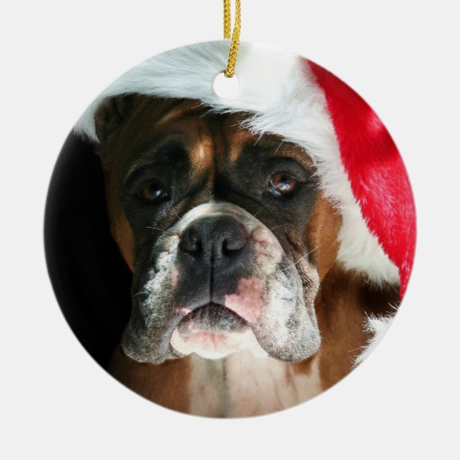 Christmas Boxer dog ornament (Front)