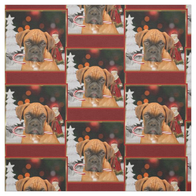 Christmas Boxer dog  pattern Fabric (Swatch)