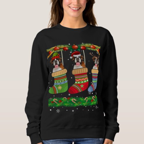Christmas Boxer Dog Puppy Lover Xmas Socks Sweatshirt