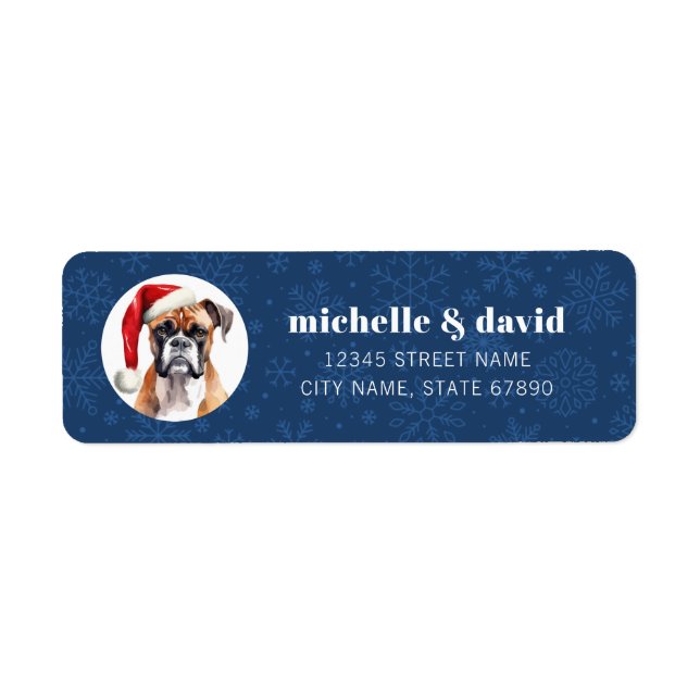 Christmas Boxer Dog Return Address Labels (Front)