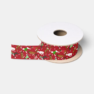 Christmas Boxer Dog Satin Ribbon
