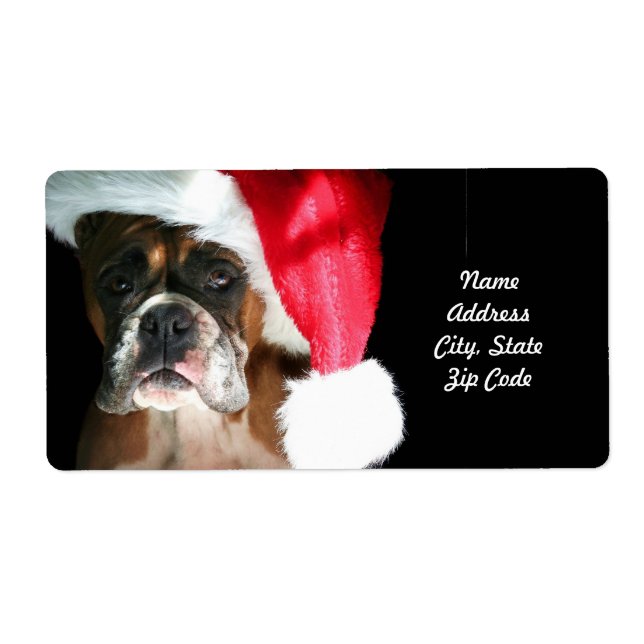 Christmas Boxer Dog Shipping Label (Front)