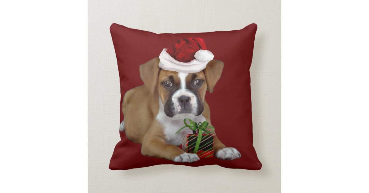 boxer christmas pillow