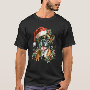 Christmas Boxer Dog Watercolor Artwork T-Shirt