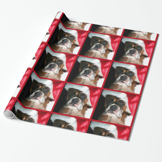 Christmas boxer dog wrapping paper (Unrolled)