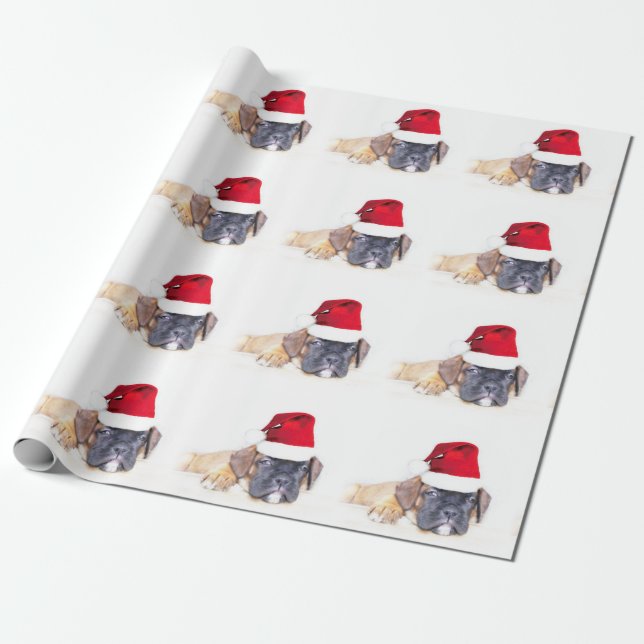 Christmas boxer dog wrapping paper (Unrolled)